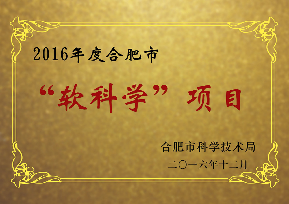 安徽臥濤2016年度合肥市軟科學項目