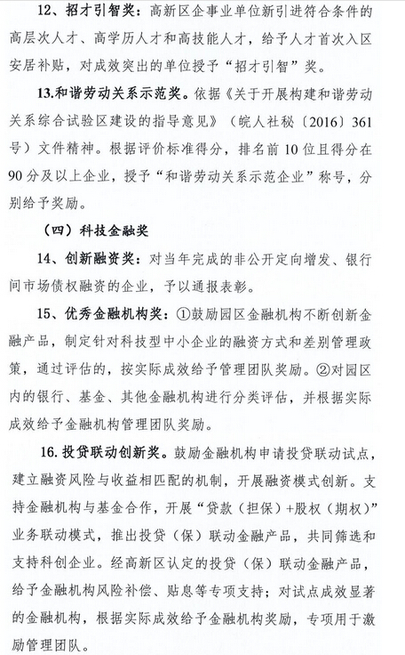 合肥高新區(qū)2019年企業(yè)表彰獎勵項目